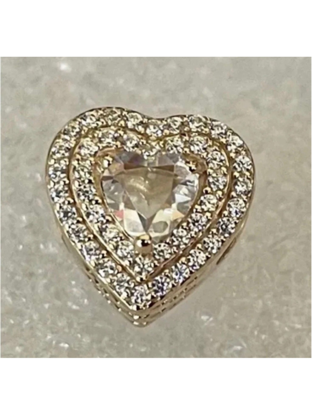 BRAND NEW❗️Pandora 14k Yellow Gold Sparkling Leveled Hearts Charm